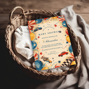 Vintage Race Car Baby Shower Invitation