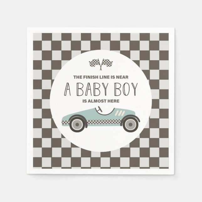 Vintage Race Car Baby Shower Napkin (Front)