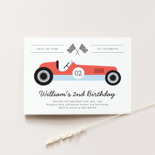 Vintage Race Car Birthday Party Invitation