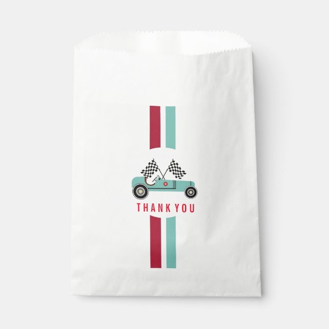 Vintage Race Car Boy Party Favour paper bag (Front)