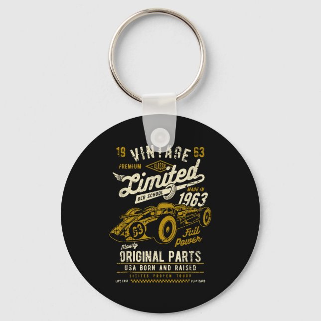 Vintage Race Car Design  Keychain (Front)