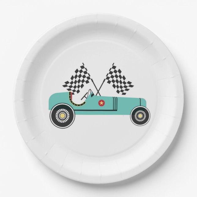 vintage race car Disposable Party Paper Plate (Front)