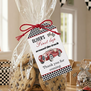 Vintage Race Car First Birthday Thank You Tag