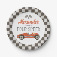 Vintage Race Car made FOUR Speed Birthday Paper Pl