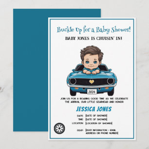 Vintage Race Car Theme Oh Boy Baby Shower Invitation