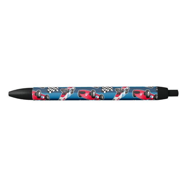 Vintage race cars black ink pen (Front)