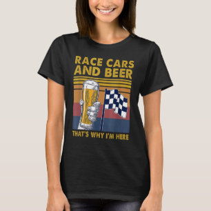 Vintage Race Cars Checkered Flag Beer Drinker Drin T-Shirt