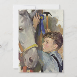 Vintage Race Horse, Blue Ribbon Winner with a Boy