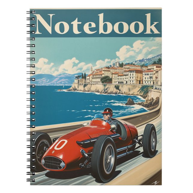 Vintage racing Car French Riviera Notebook (Front)
