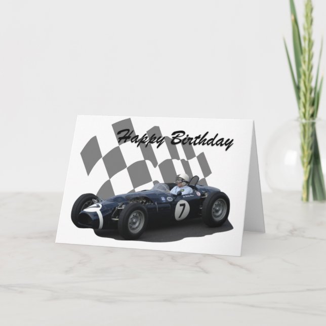 Vintage Racing Car Happy Birthday 1 Card (Front)