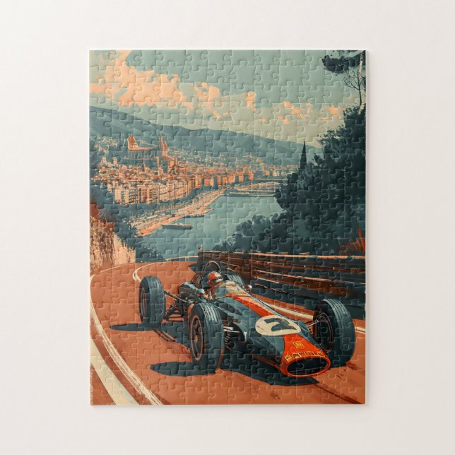 Vintage racing car in Barcelona Jigsaw Puzzle (Vertical)