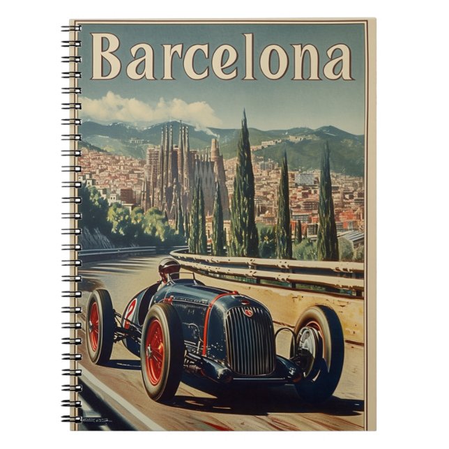 Vintage Racing Car in Barcelona Notebook (Front)