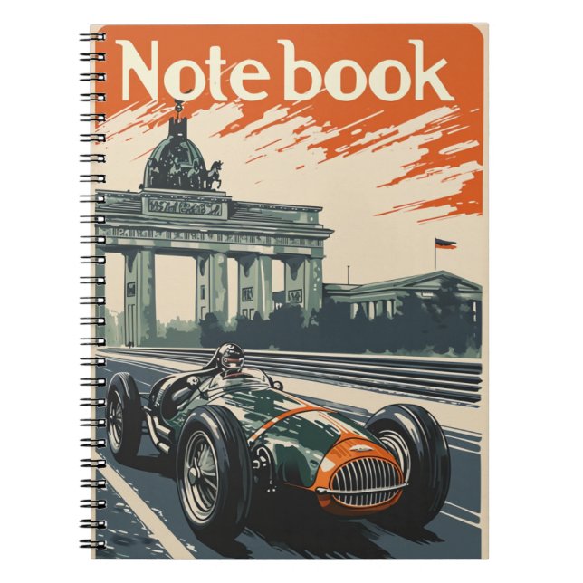 Vintage racing car in Berlin Notebook (Front)