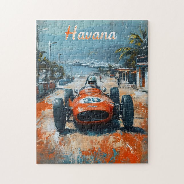 Vintage racing car in Havana artful Jigsaw Puzzle (Vertical)
