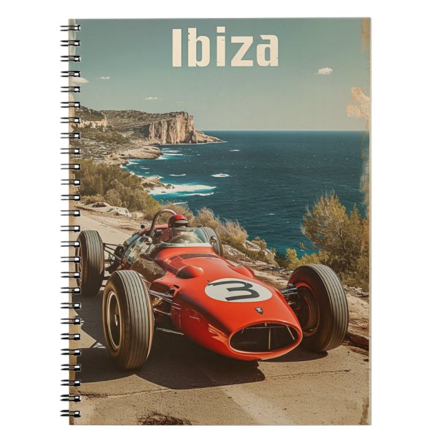 Vintage Racing Car in Ibiza Notebook (Front)
