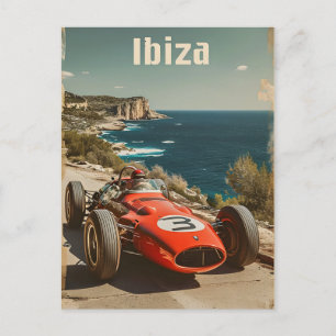 Vintage Racing Car in Ibiza Postcard