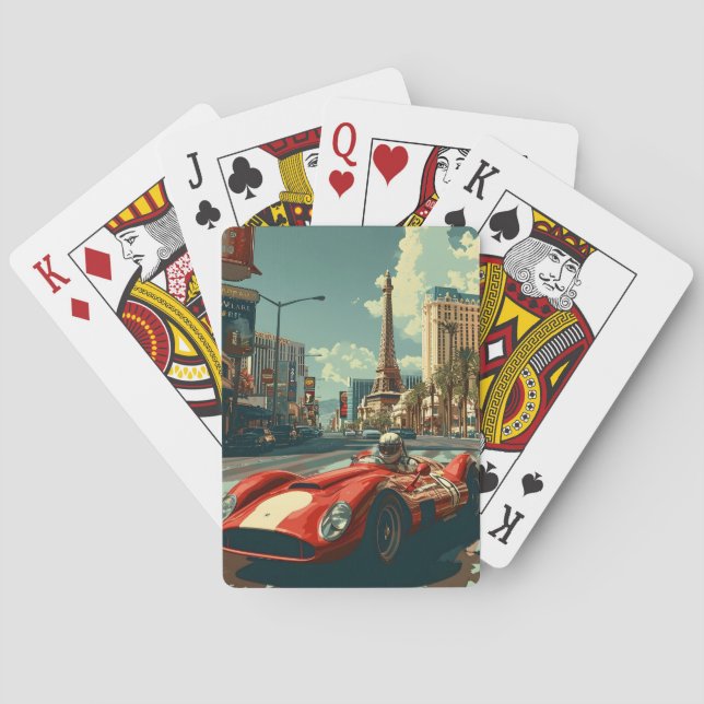 Vintage racing car in Las Vegas Playing Cards (Back)