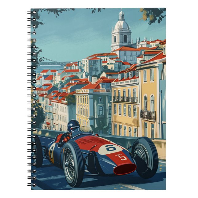 Vintage Racing Car in Lisbon Notebook (Front)