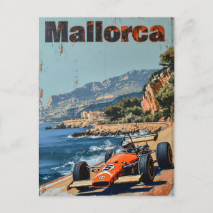 vintage racing car in Mallorca Postcard