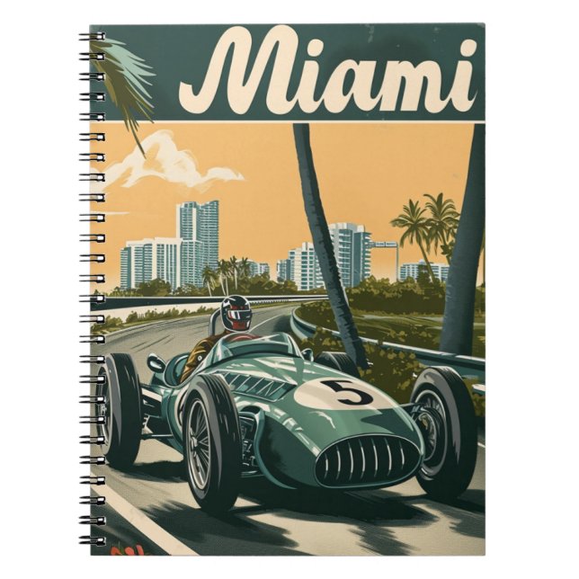 Vintage Racing Car in Miami Notebook (Front)