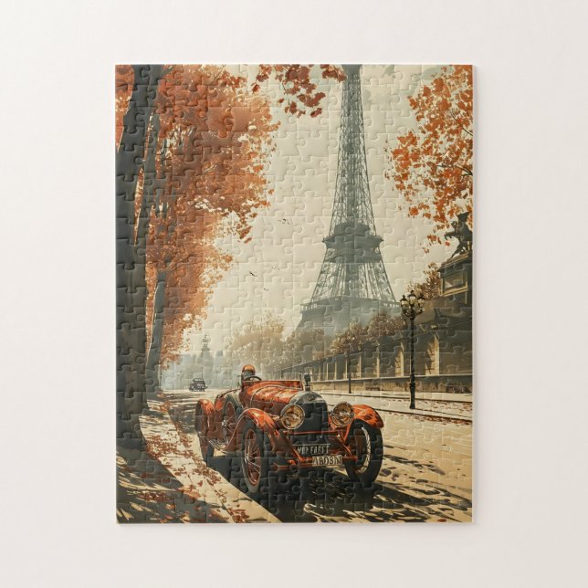 vintage racing car in Paris Jigsaw Puzzle (Vertical)