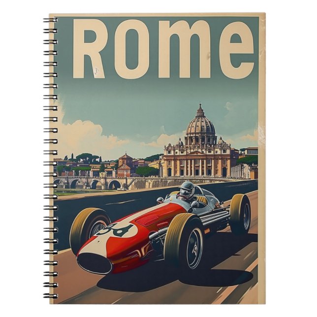 Vintage Racing Car in Rome Notebook (Front)