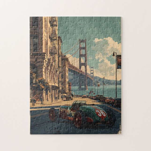 Vintage racing car in San Francisco Jigsaw Puzzle (Vertical)