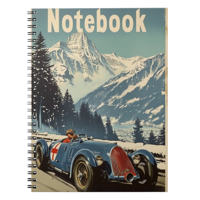Vintage Racing Car in the Alpes Notebook (Front)