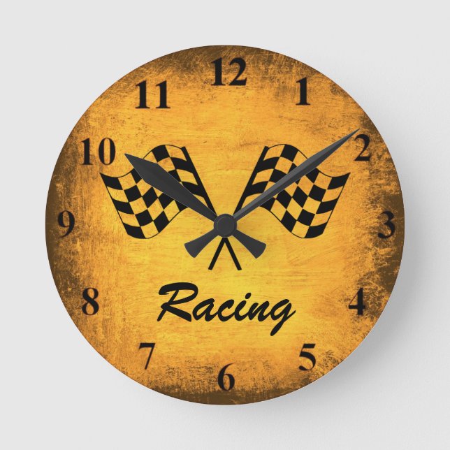 Vintage Racing Flags Wall Clock (Front)