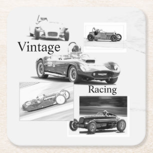 Vintage Racing Square Paper Coaster