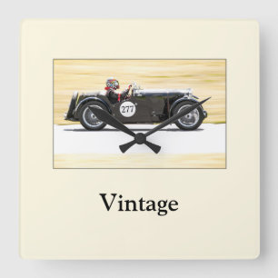 Vintage Racing Square Wall Clock