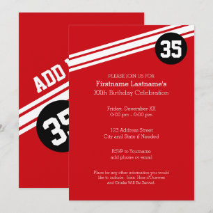 Vintage Racing Stripes - Red and Black Invitation