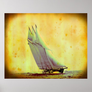 Vintage Racing Yacht Atlantinc Canvas Print