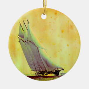 Vintage Racing Yacht Ornament