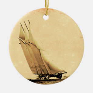 Vintage Racing Yacht Ornament