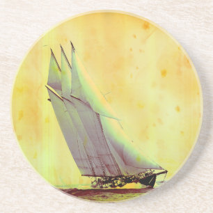 Vintage Racing Yacht Sandstone Coaster