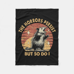 Vintage Racoon The Horrors Persist But So Do I Men Fleece Blanket