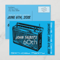 Vintage Radio 60th birthday Party Save the Date