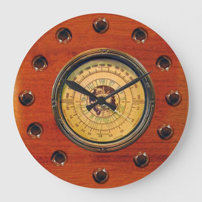 Vintage Radio Design Wall Clock (Front)