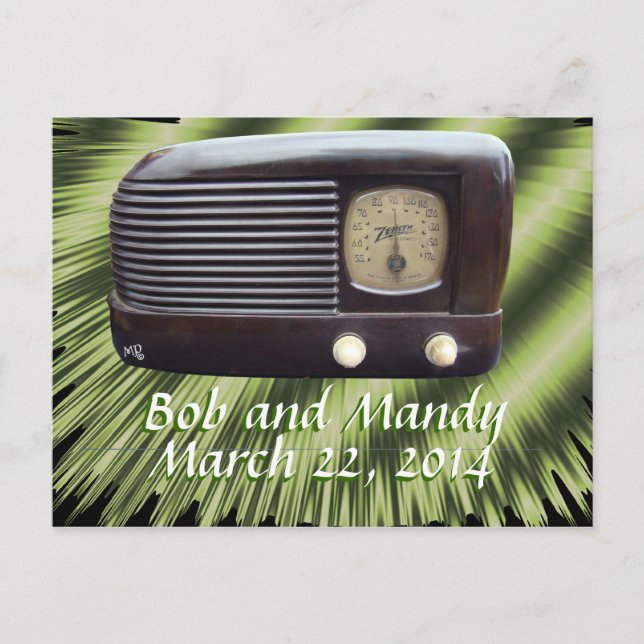 Vintage Radio Invitation-customize Announcement Postcard (Front)