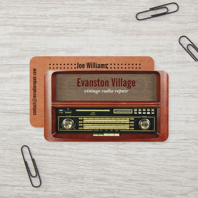 vintage radio repair business card (Front/Back In Situ)