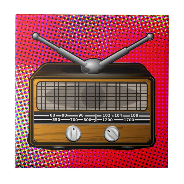 Vintage Radio Retro Pop Art Tile (Front)