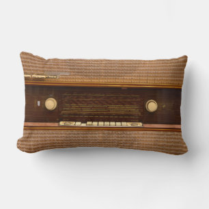 vintage radio set retro music tuner panel texture lumbar pillow