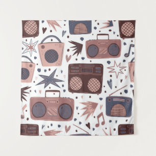 Vintage radios and tape recorders. Seamless patter Tapestry