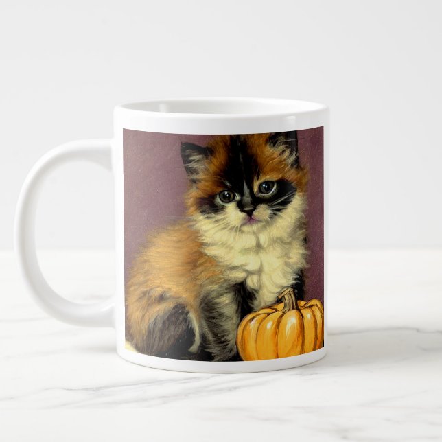 Vintage Ragdoll Halloween Cat Large Coffee Mug (Left)
