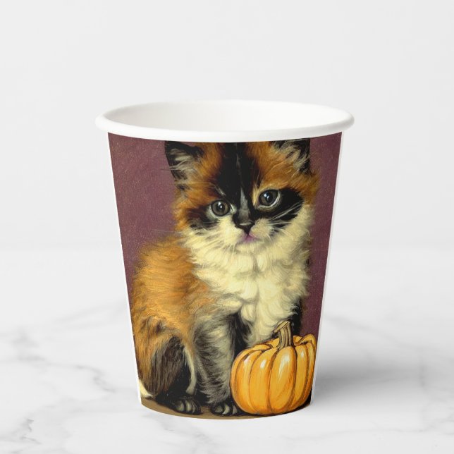 Vintage Ragdoll Halloween Cat Paper Cups (Front)