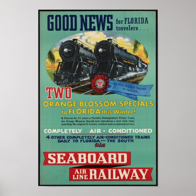 Vintage Rail Travel to Florida Poster (Front)