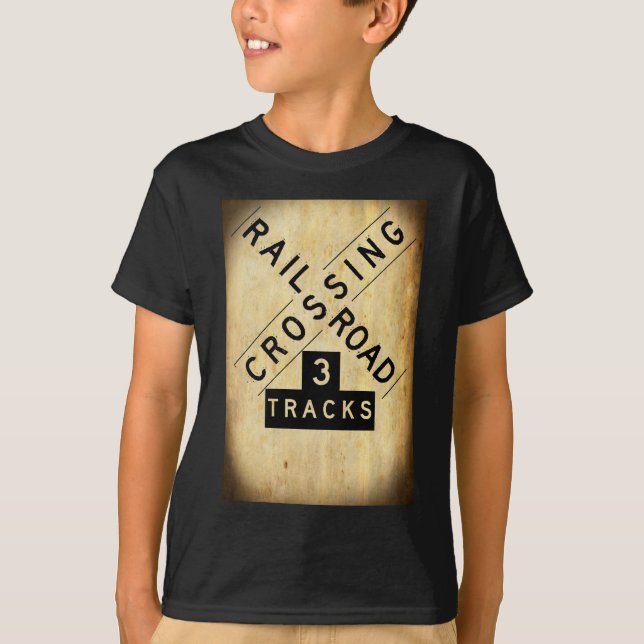 Vintage Railroad Crossing Crossbuck T-Shirt (Front)