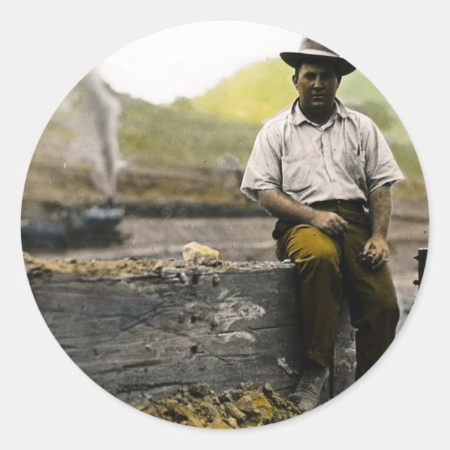 Vintage Railroad Hobo Classic Round Sticker (Front)