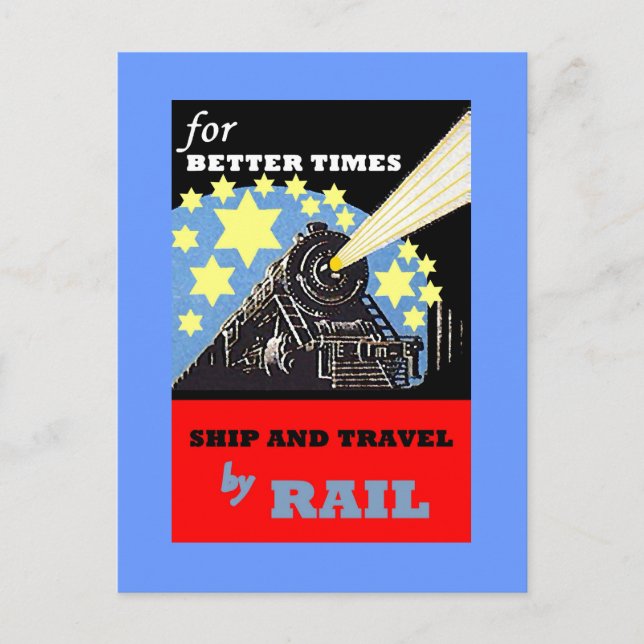 VINTAGE RAILROAD RAIL TRAVEL ADVERTISING POSTCARD (Front)